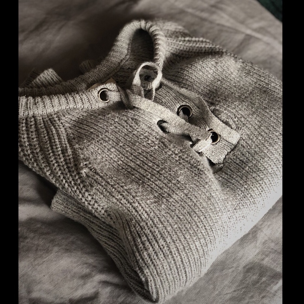Lace-up sweater